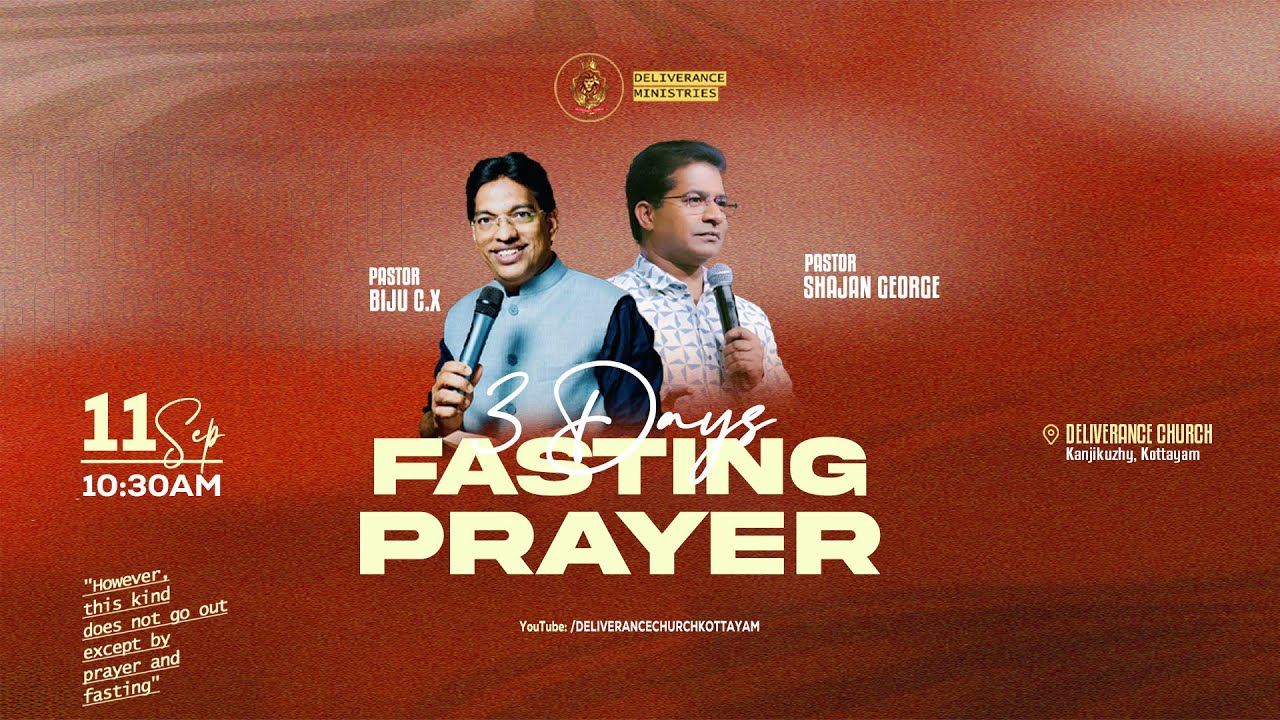 🛑🔴🅻🅸🆅🅴  3 Days Fasting Prayer  🛑 Day 1 🛑 11 Sep 2025 🛑 Pr. Biju C.X Ministering