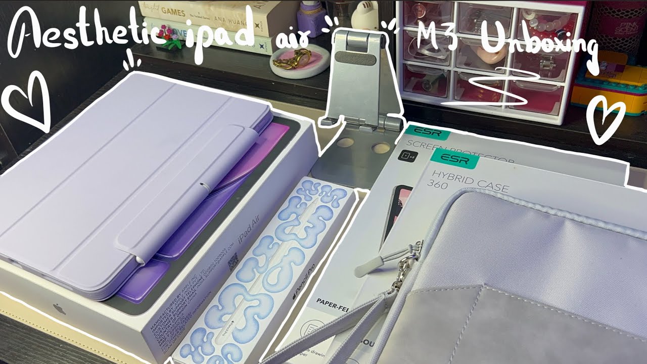 Aesthetic Ipad Air 11 inch M3 Unboxing | Apple Pencil Pro | ESR Accessories |