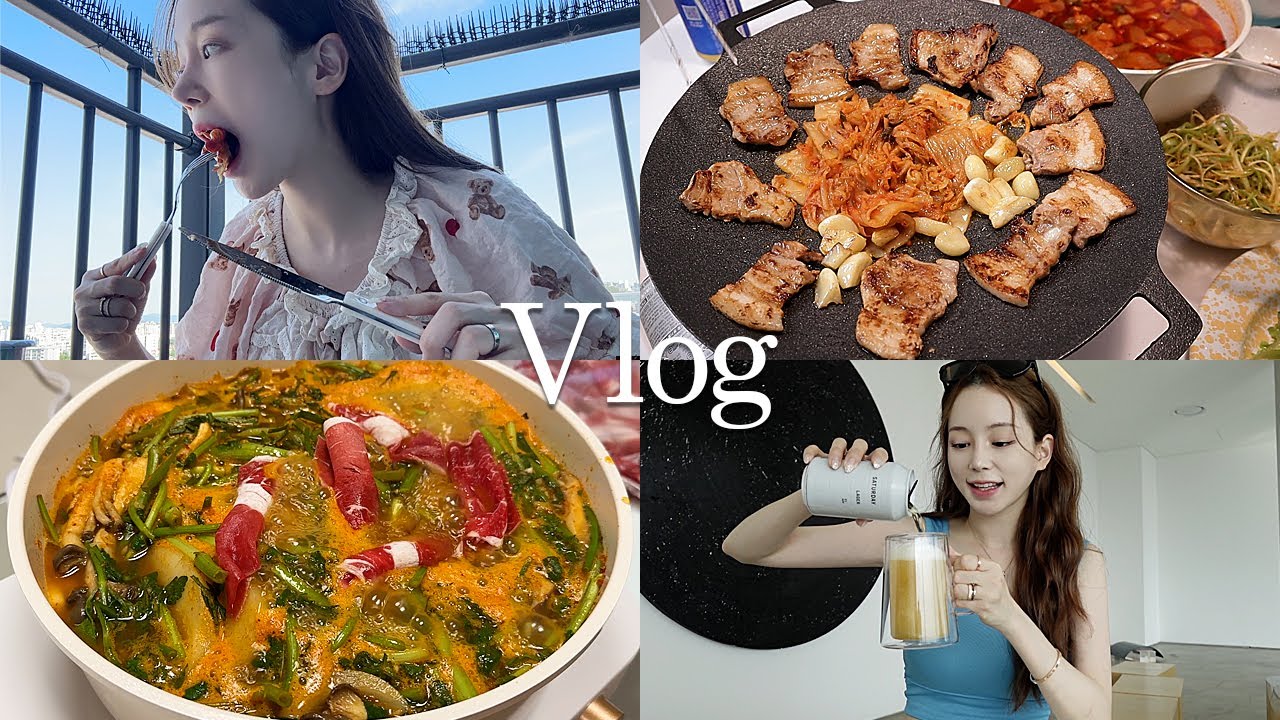 돌아온 일상 vlog | 돌아온 혼술 | 등촌 샤브샤브 | 집겹살 | 아디다스 new 운동화 언박싱! | 쏘데 5차😇| 새우부추전 | 스팸김치찜 | 교촌치킨 레드콤보