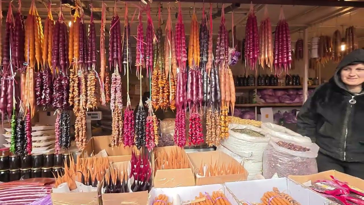 Walking through a local market in Tbilisi 🇬🇪 #tbilisitravel #market #georgianfood