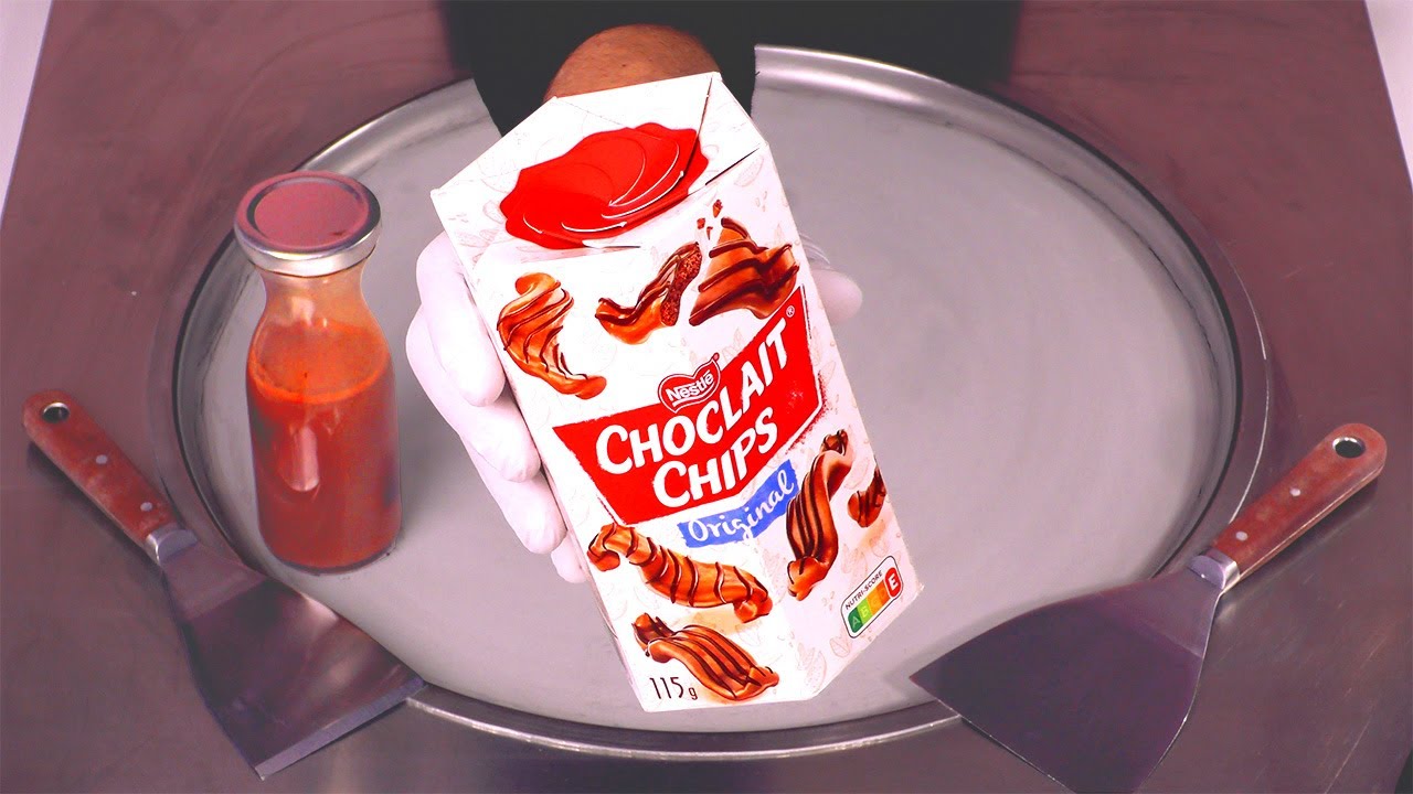 Choclait Chips - Ice Cream Rolls | how to make Chocolate Chips to rolled fried Ice Cream (ASMR)