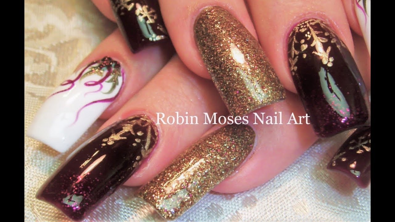 Gold Snowflakes + Holly Nails | Christmas DIVA Nail Art Design