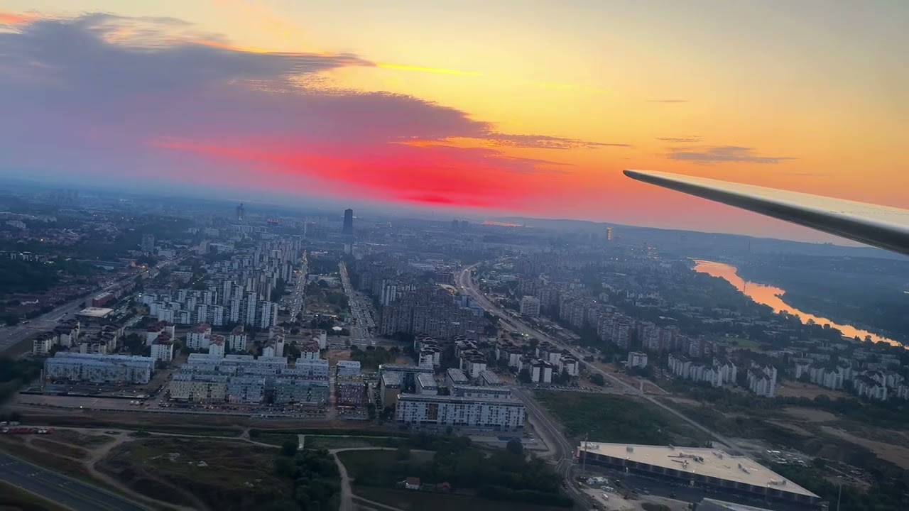 Landing at Belgrade Nikola Tesla Airport Serbia
