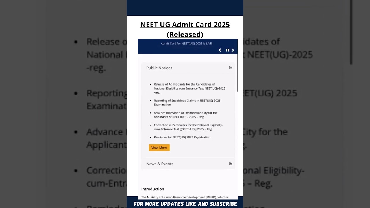 NEET UG 2025 Admit Card Released ✅ | Download Now @ neet.nta.nic.in!
