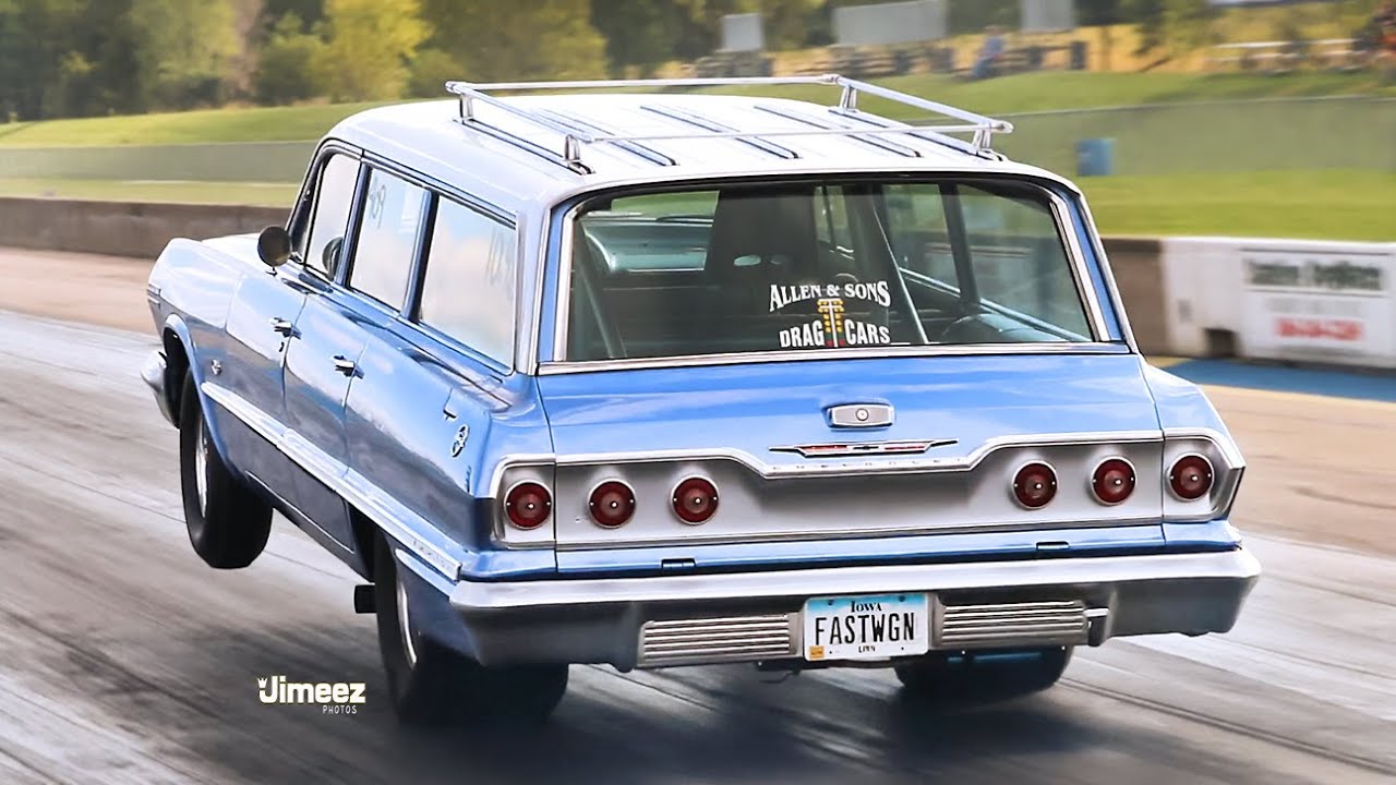 WHEELIN WAGON! 10 SEC STREET LEGAL! '63 IMPALA WAGON! HUNNERT HEADS UP BYRON!