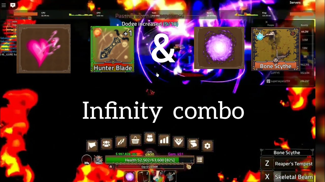 gate and bone scyth op+love and hb (infinity combo)  [king legacy pvp upd 7]