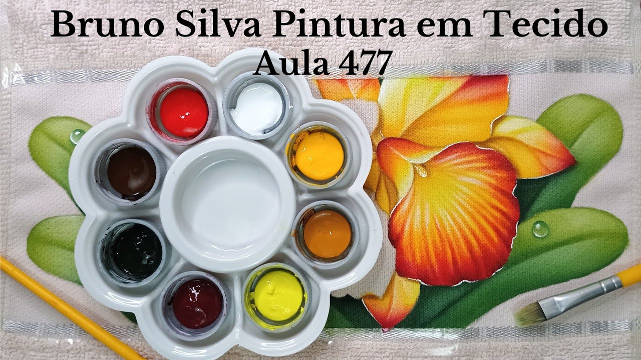 Orquídeas Pintura em Tecido Parte 1 Aula 477 Bruno Silva - Pintura em Toalha de lavabo