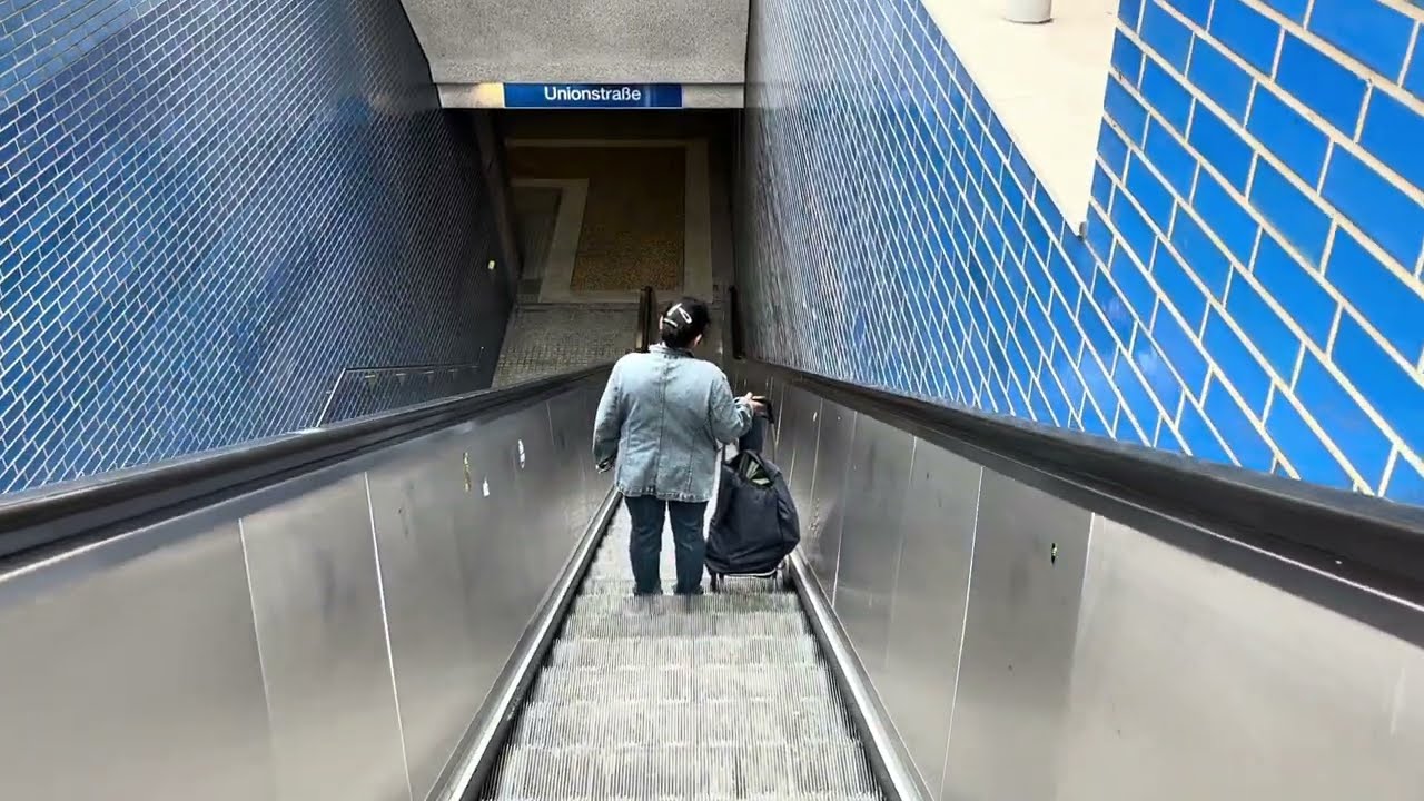 Dortmund, Germany. 8x Escalator ride at Unionstraße Stadtbahn station with walk around