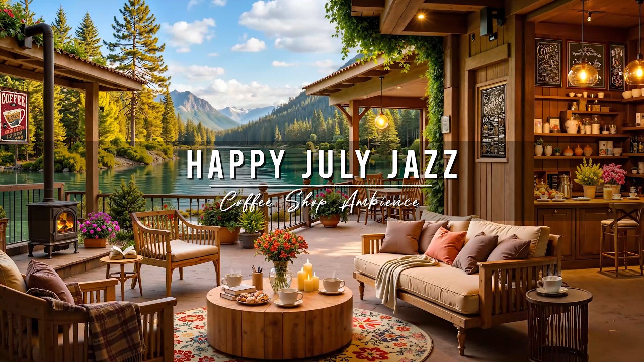 Happy July Jazz Music 🌞 Summer Porch Ambience with Smooth Jazz Instrumental Music for Stress Relief