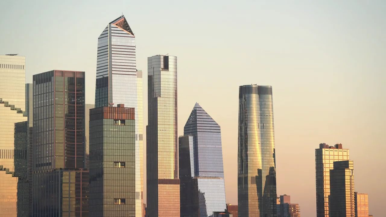 City of New York night New Jersey water view of manhattan 4K Ultra HD