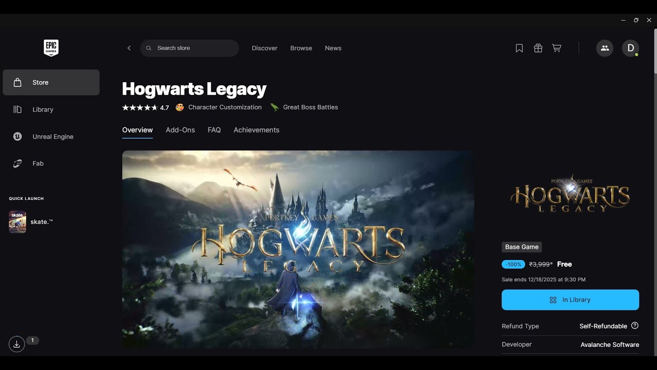 Как установить Hogwarts Legacy через Epic Games Launcher (бесплатная акция заканчивается 18.12.2025)