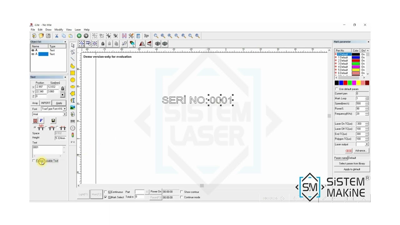 Ezcad2 Fiber Lazer Seri Numarası Nasıl Yapılır ( Fiber Markalama ) (2)