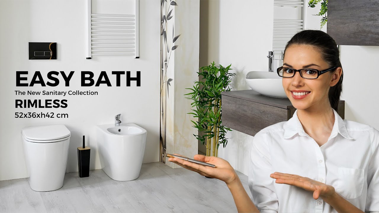 Sanitari Bagno Easy Bath Rimless Senza Brida Innovazione Ceramica con Mobile bagno sospeso KLARA 80