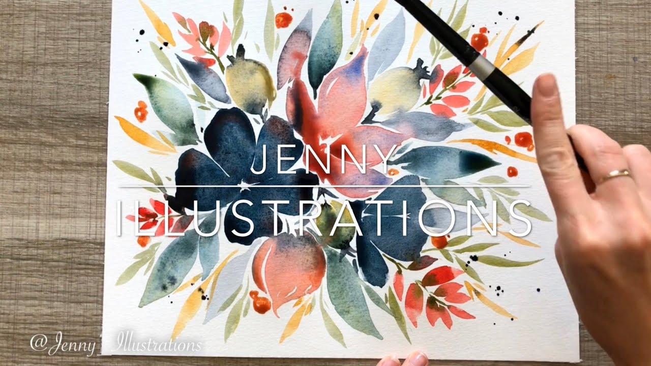 Composition florale à l’aquarelle moderne