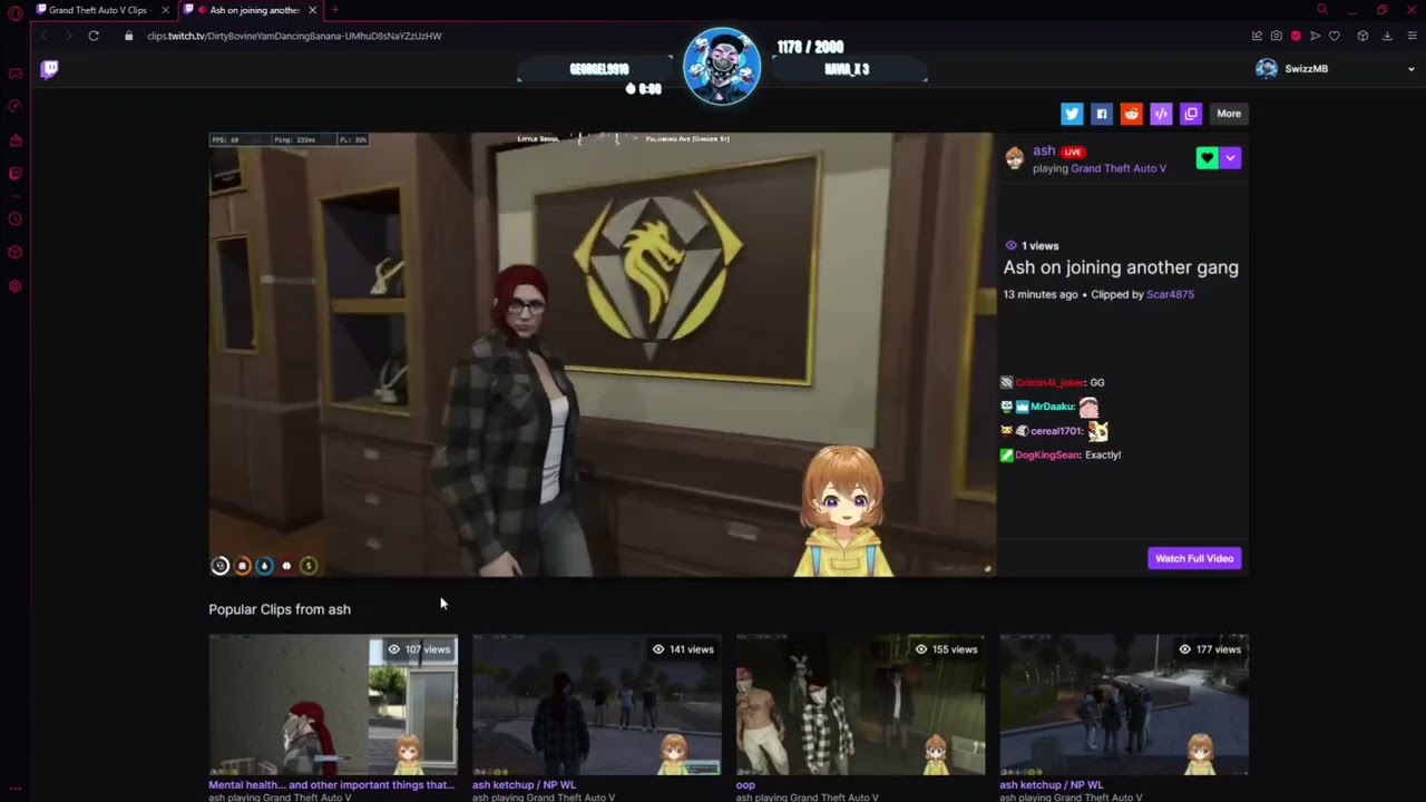 SwizzMB reacts to Ash on joining another Gang | GTA RP Nopixel