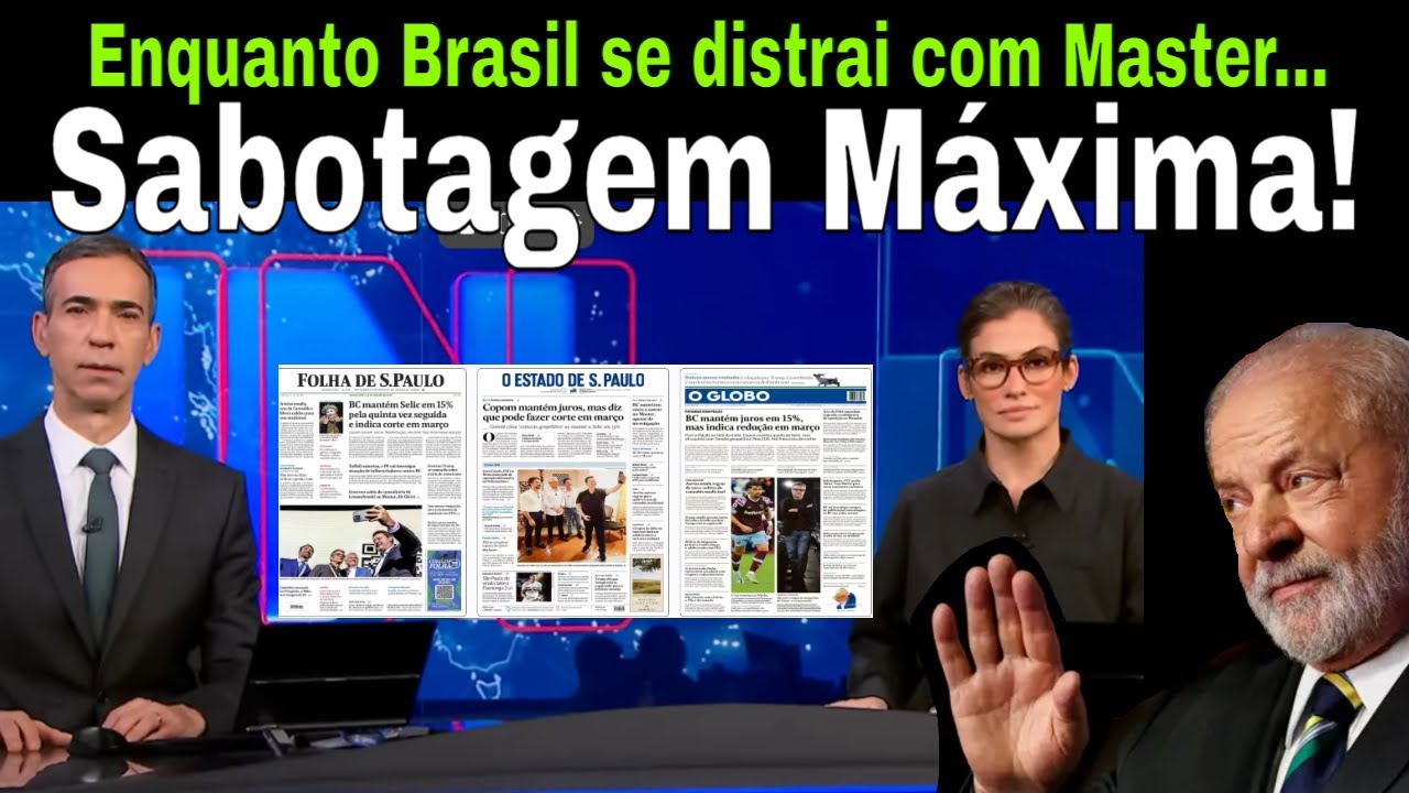 ESCÂNDALO! ESTELIONATO DA MÍDIA CONTRA BRASIL! LULA E A SABOTAGEM DO BC! BOLSONARISMO QUER BANDEIRA!
