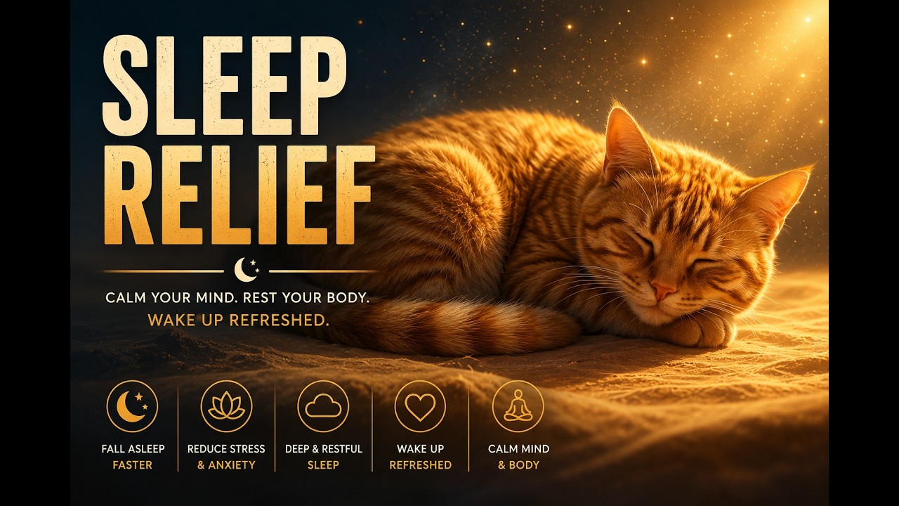Gentle cat purring for sleep, stress relief and anxiety