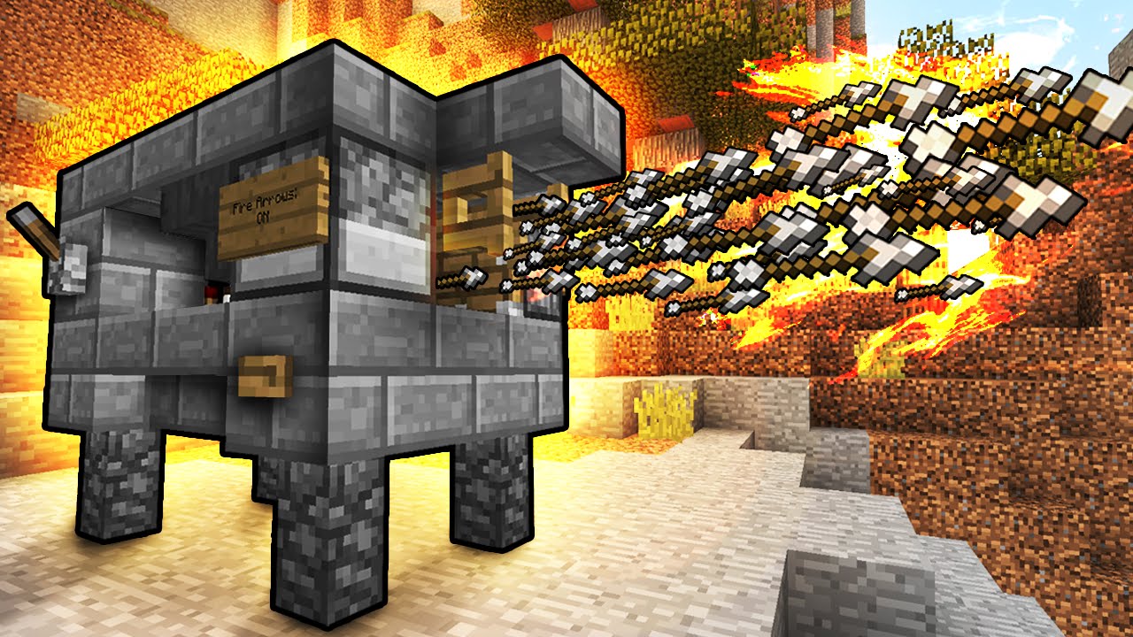 Flaming Arrow Machine Gun! - Minecraft Tutorial (FAST & EASY!)