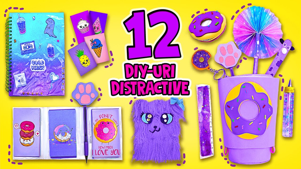 Nu rata! 12 rechizite școlare DIY distractive și colorate, pe care le vei adora! 🍩💖