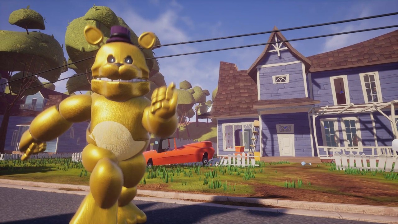 Golden Freddy invadiu meu JOGO (Jogando hello neighbor)