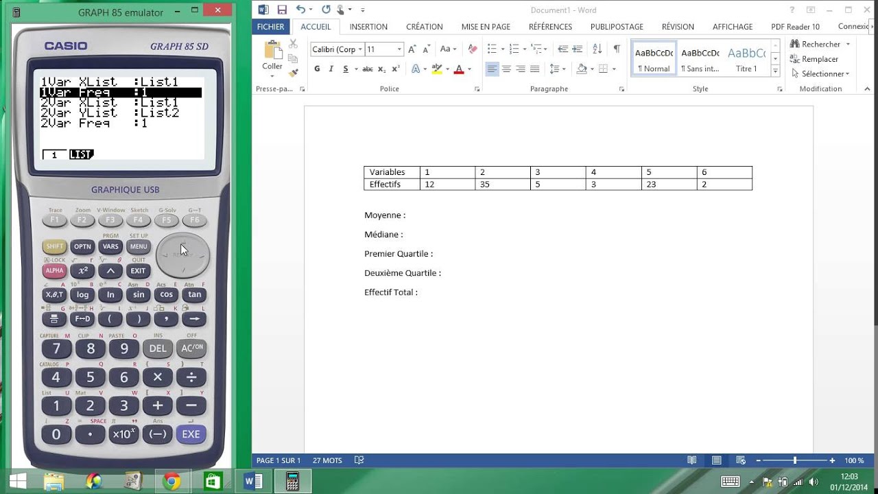 Tuto Casio graph statistiques