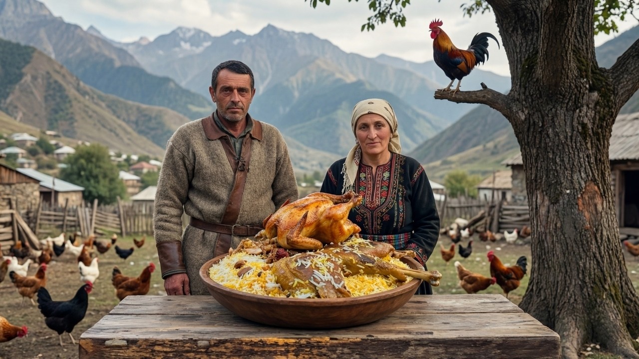 Belə plov görməmisiz! Xoruzlu plov Zaqatala kənd mətbəxindən