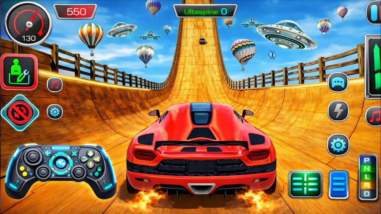 Ramp Red Car Racing Flyover 3D Gameplay_Android || Ramp Car Stunts Racing Video Car Simulator Game