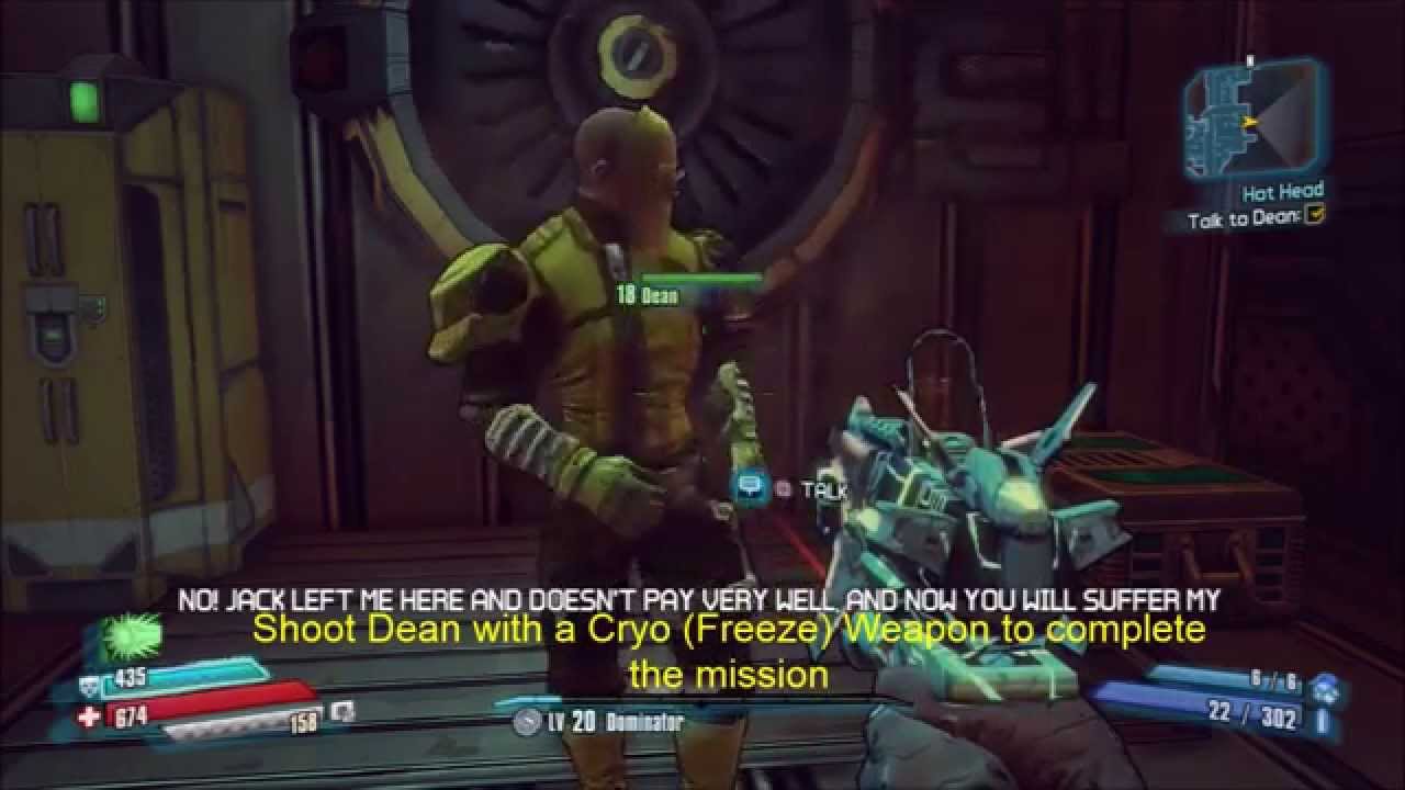 Hot Head Mission (Dean) in Borderlands: The Pre-Sequel