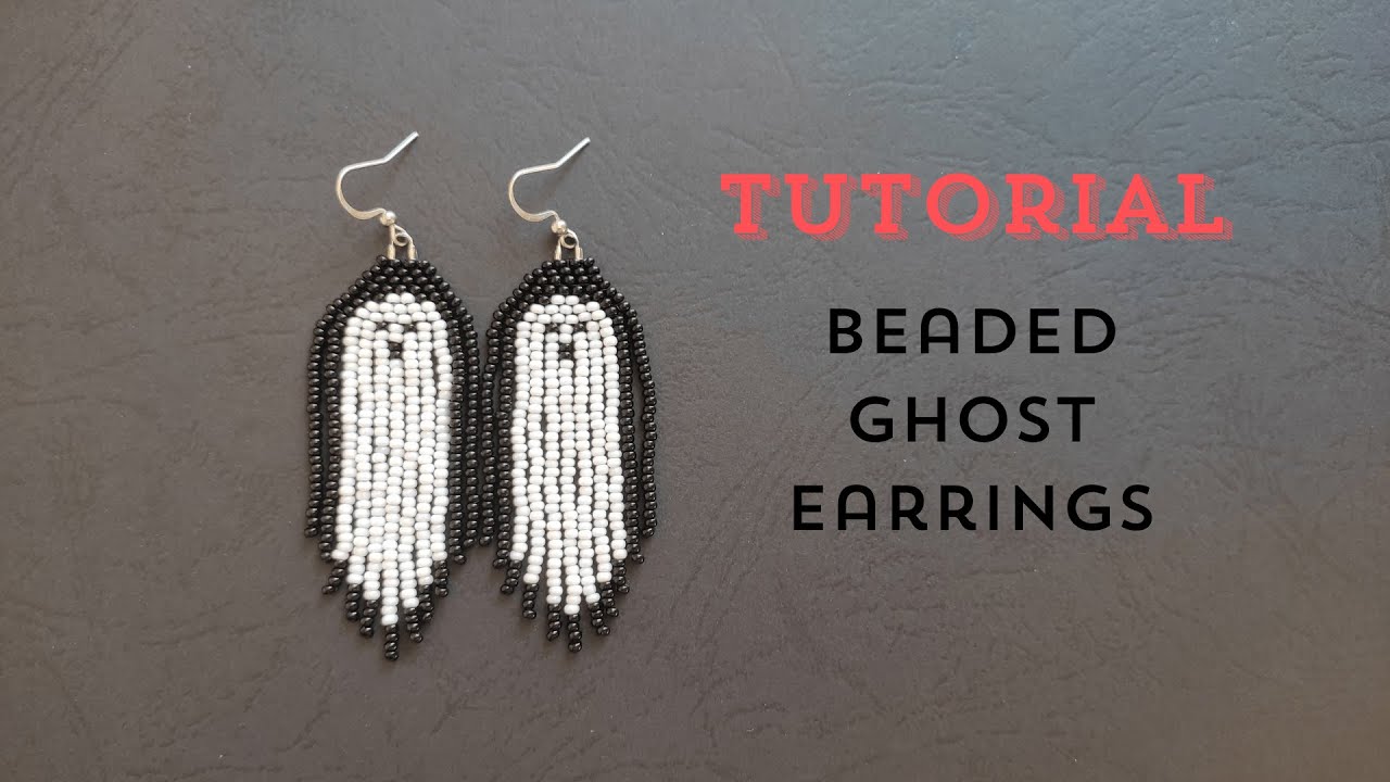 Seed Bead Ghost Earrings Tutorial, Beaded Halloween Earrings Making