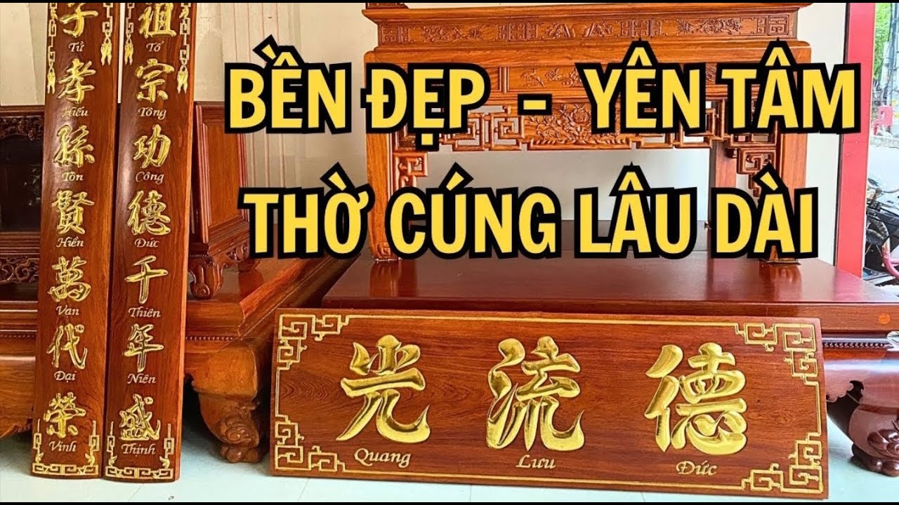 Hoành Phi Câu Đối Dày 5cm Liền Khối Vân Đẹp Sẽ Như Thế Nào? - Hoành Phi Đức Lưu Quang