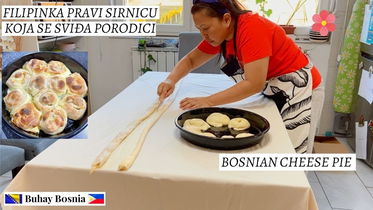 Domaća pita sirnica | Making Bosnian cheese pie using homed made filo dough | English Subtitle