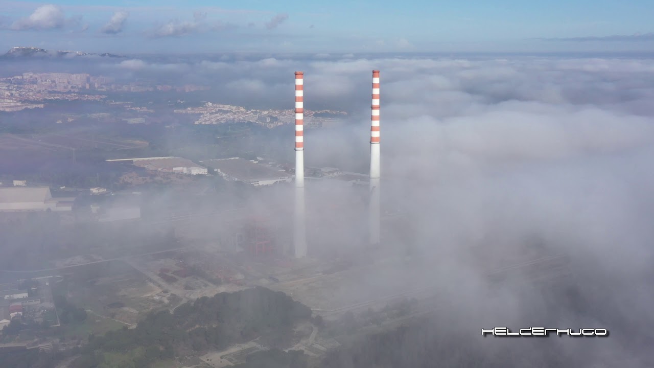 Demolição das chaminés da Central Termoeléctrica de Setúbal filmado por várias camaras