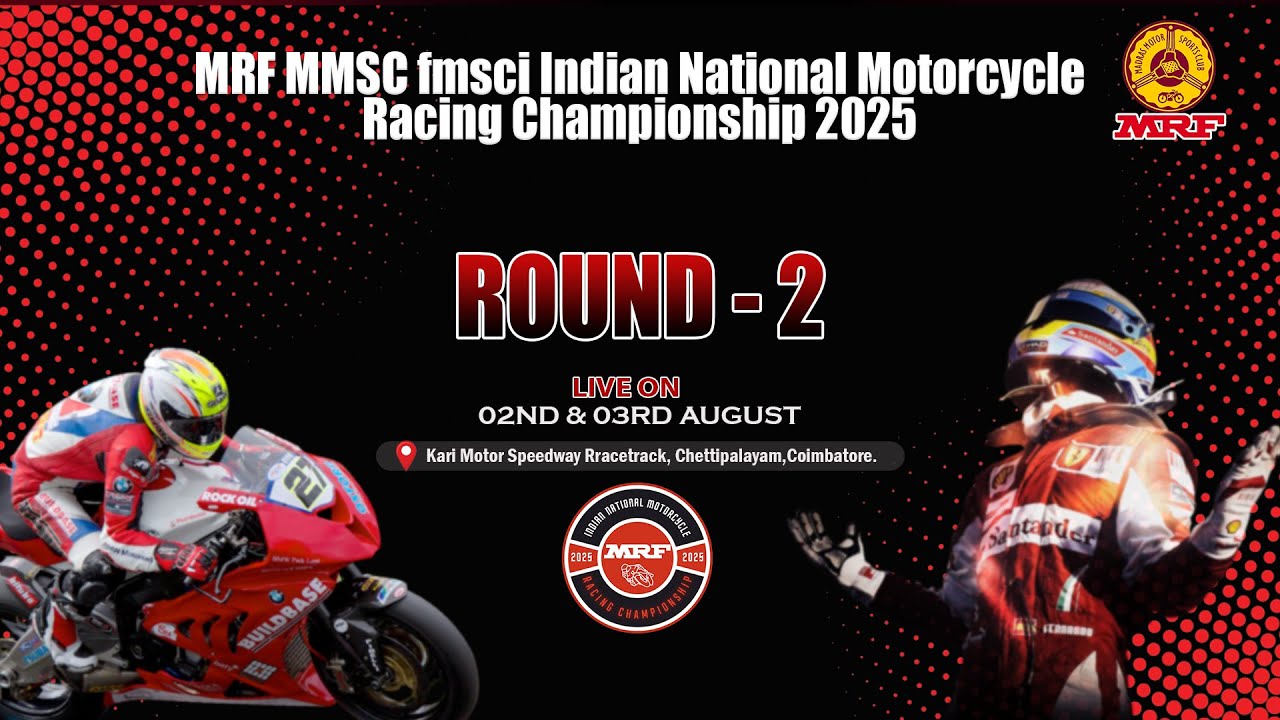 MRF MMSC fmsci Indian National Motorcycle Racing Championship 2025 Day 1 Round 2