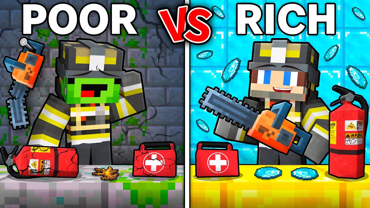 Mikey POOR vs JJ RICH Firefighter Survival Battle in Minecraft ! - Maizen