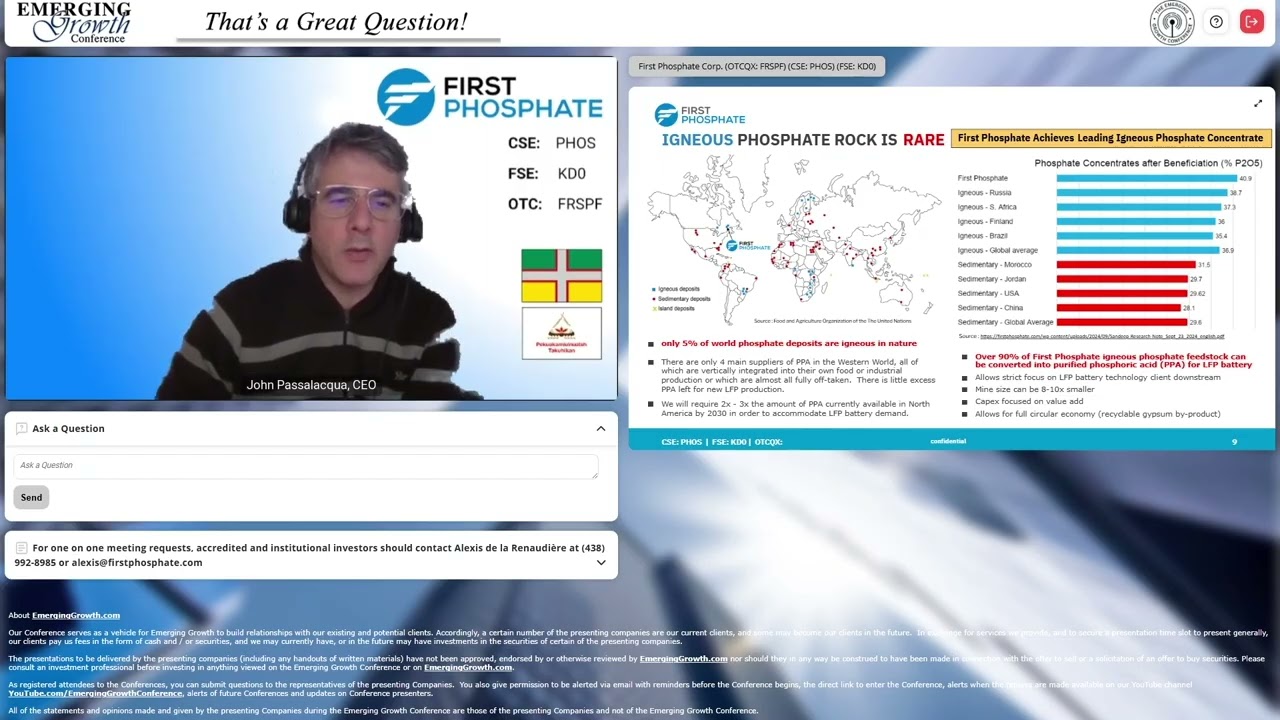 First Phosphate Corp. (CSE: PHOS) (OTCQX: FRSPF) (FSE: KD0)