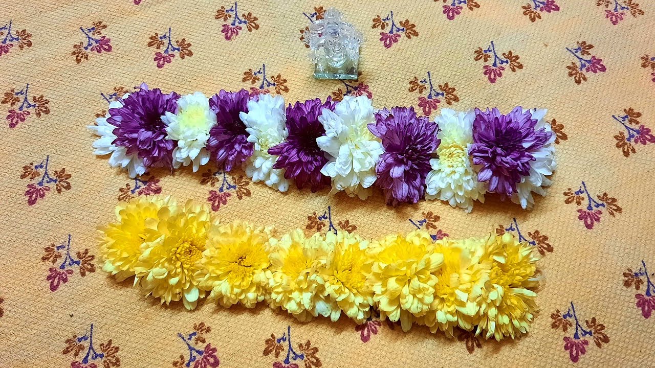 How To String Samanthi Flower Garland With Less Flowers / Chrysanthemum Flower Garland