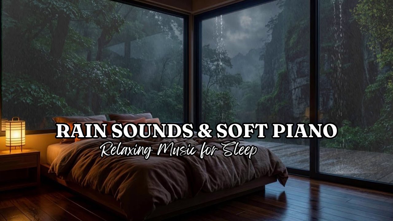 Peaceful Piano on a Rainy Night ☔ Warm Bedroom Relieve Stress, Anxiety, Meditation, Heals the Mind