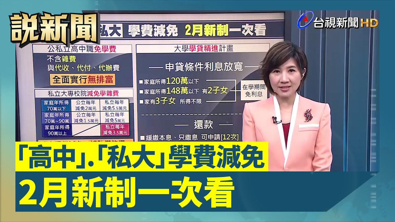 「高中」、「私大」學費減免 2月新制一次看【說新聞追真相】