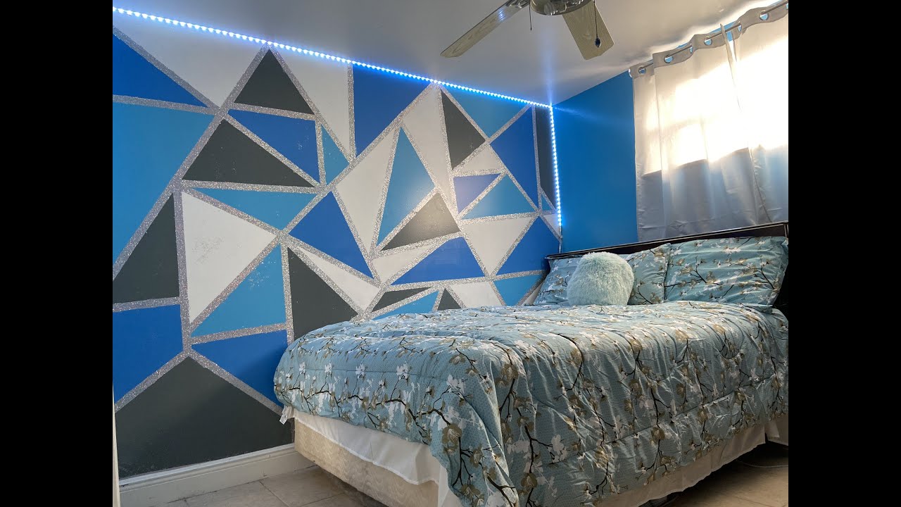 DIY Glitter Wall Design | Geometric Wall With Glitter | Accent Wall Design | Painter Tape Design