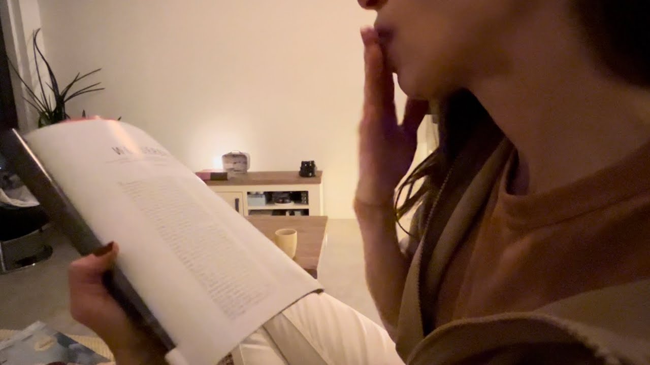 ASMR Page Turning on the couch, unwrapping plastic of 2 glossy quote magazines