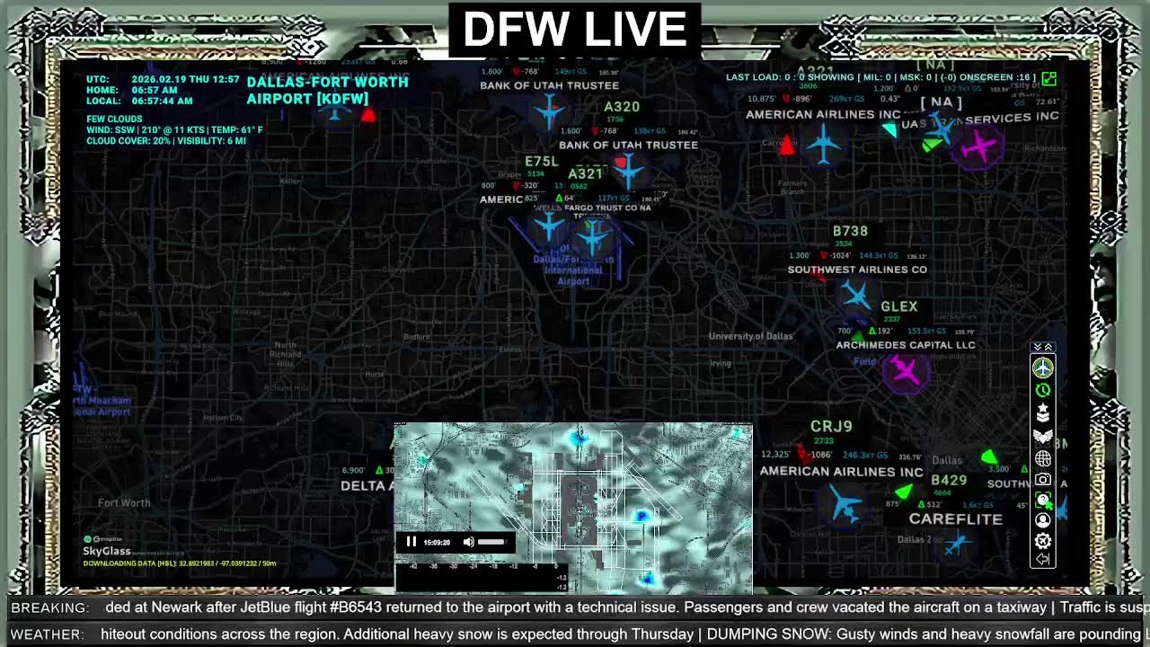 DFW Live Flights | Dallas/Fort Worth International Airport | SkyGlass + LiveATC