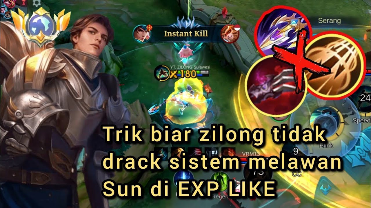 Tutorial Rotasi Zilong Lawan Sun Di EXP LINE /Super Agresif-- combo build #mobilelegends #zilong