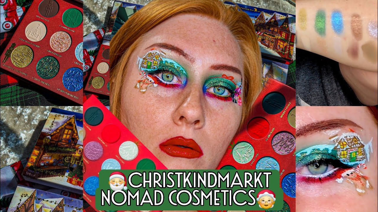 Graphic eyeliner artwork tutorial w/ swatches [ CHRISTKINDLMARKT ]palette 🤶🎅✨️🎁 