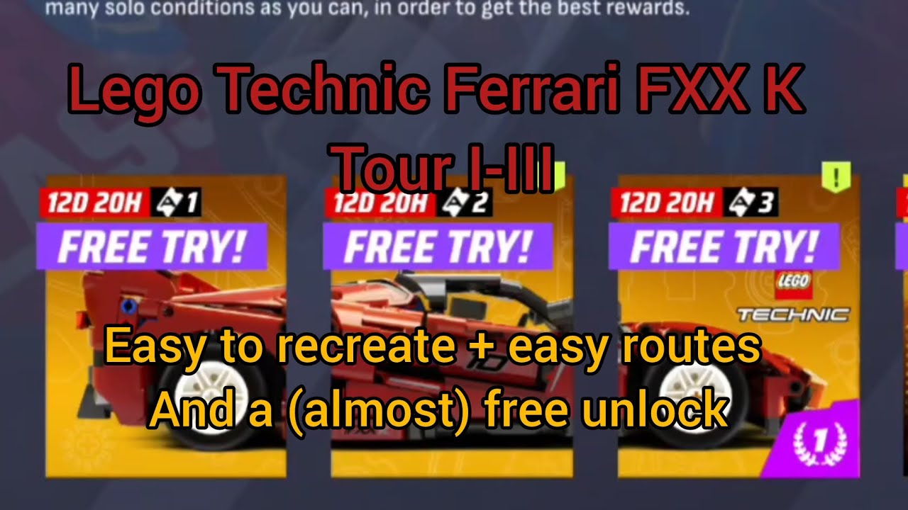 Lego Technic Ferrari FXX K Tour I-III | Easy to recreate + almost free unlock | Asphalt Legends