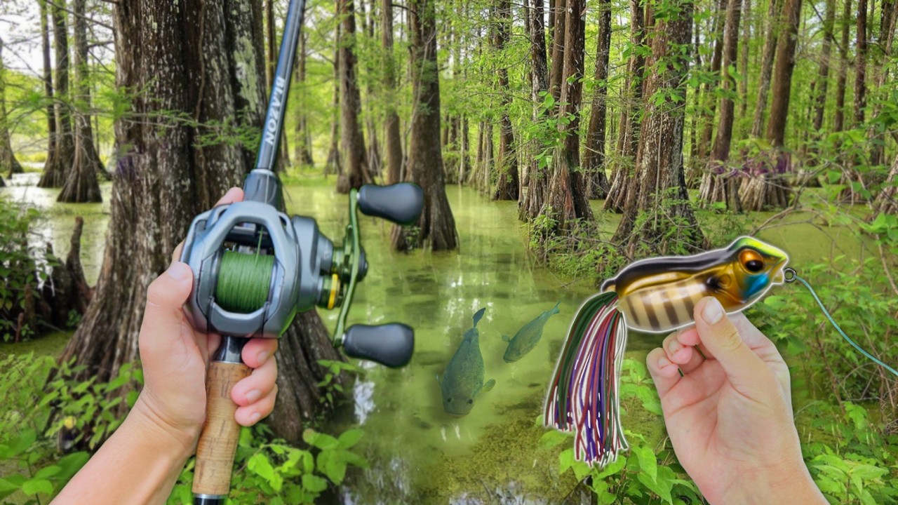 Fishing SWAMPY PONDS For Clear Water BASS! (New Ponds)