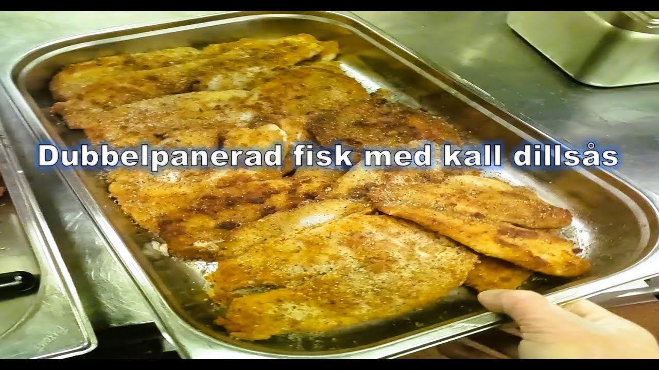 Dubbelpanerad fisk med kall dillsås