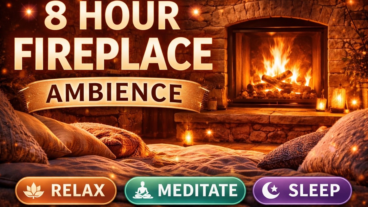8 Hour Fireplace Sounds for Relaxation, Meditation & Deep Sleep