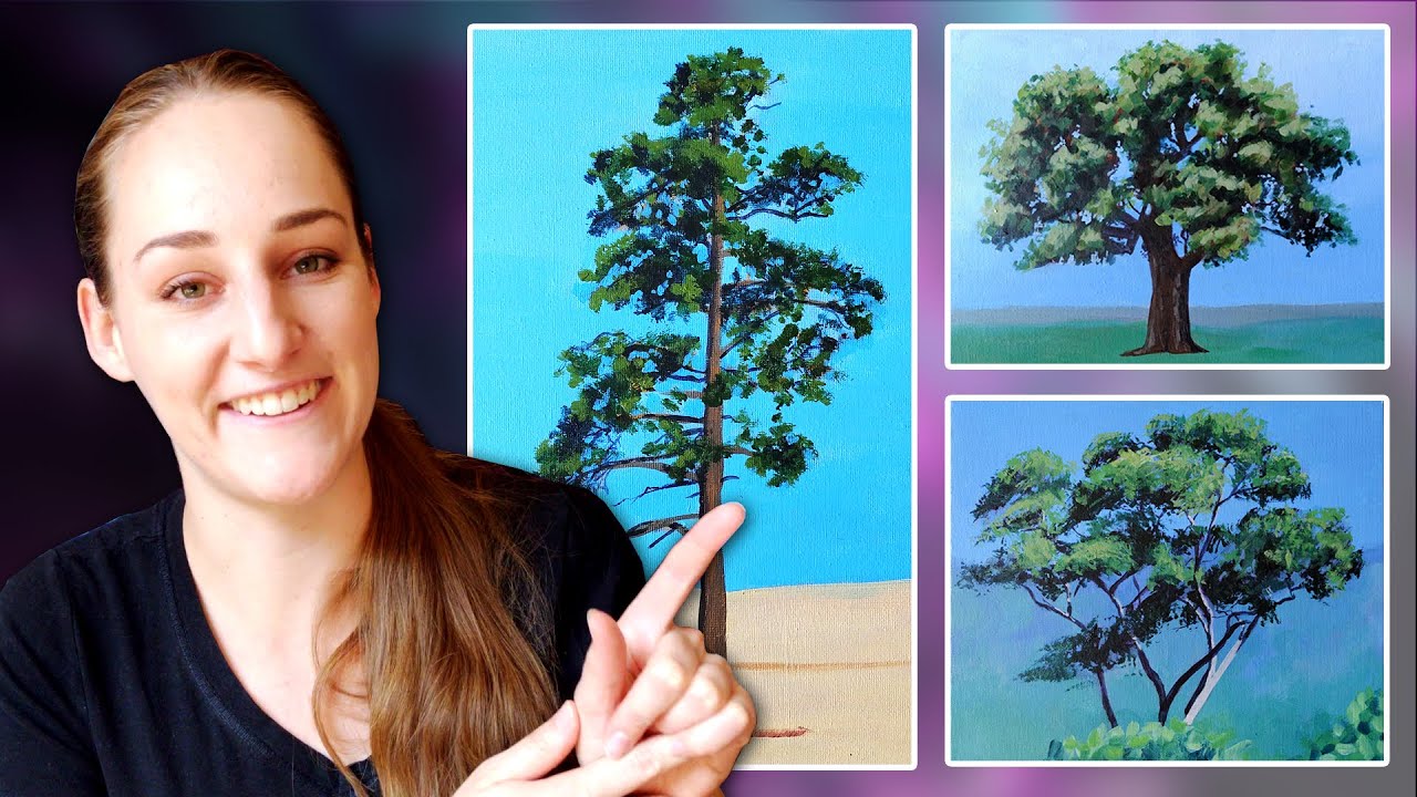 5 EASY steps to paint realistic trees | How to paint trees with acrylic paint