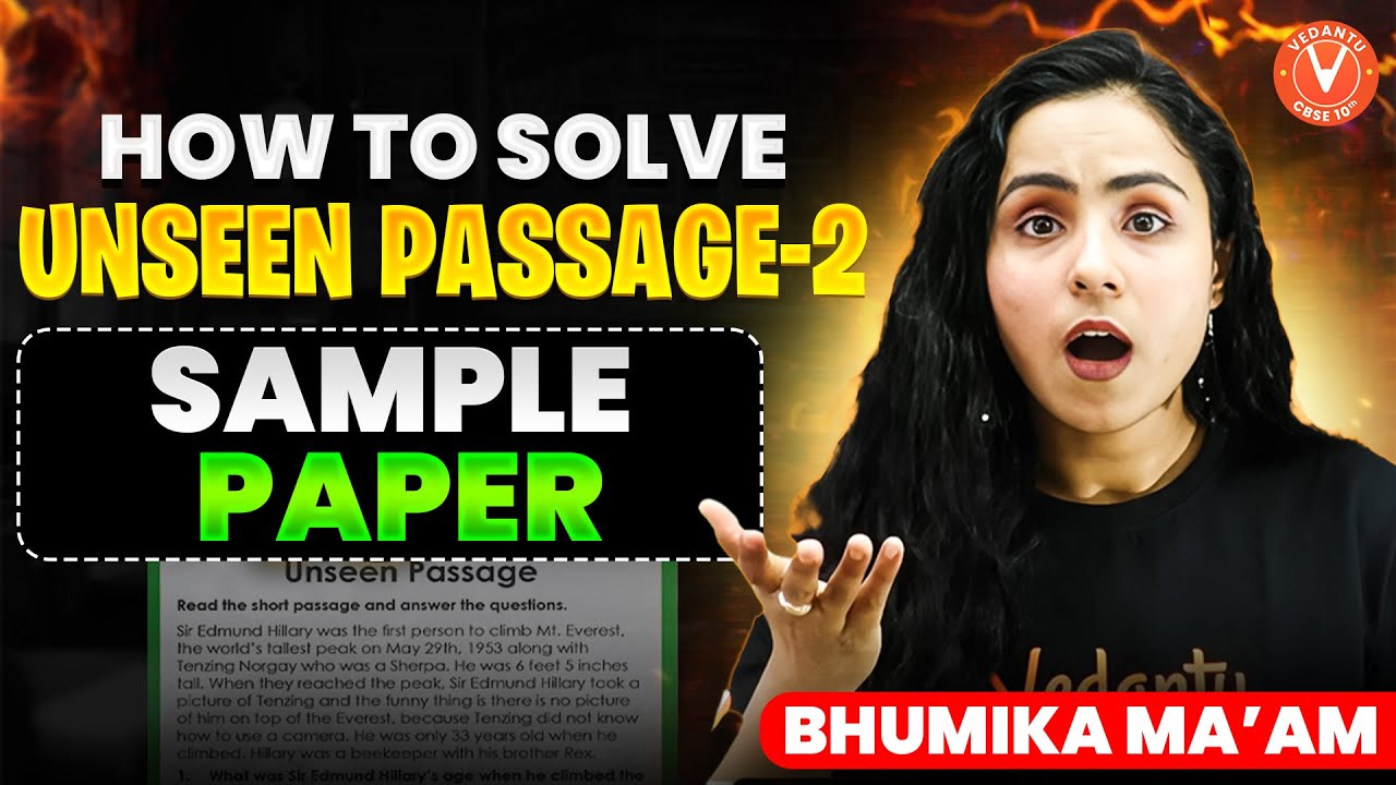 MASTER Unseen Passage-2 Under 15 Mins! 🔥Class 10 English Sample Paper | Bhumika Mam