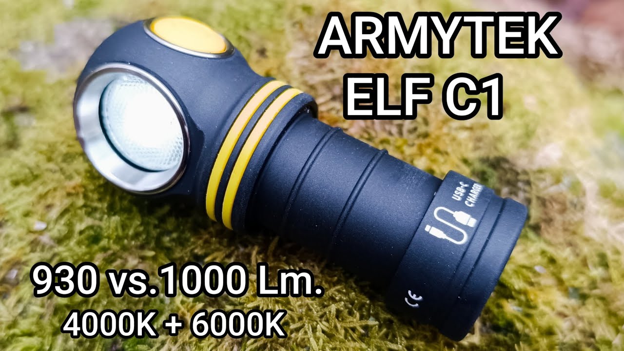 Armytek ELF C1 Led Kopflampe Stirnlampe Taschenlampe kaltweiss vs.warmweiss 1000 vs.930 Lumen Review